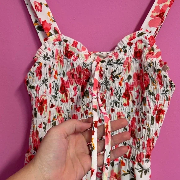 Grace Karin red floral boho maxi flowy sundress size M dress - Picture 13 of 14